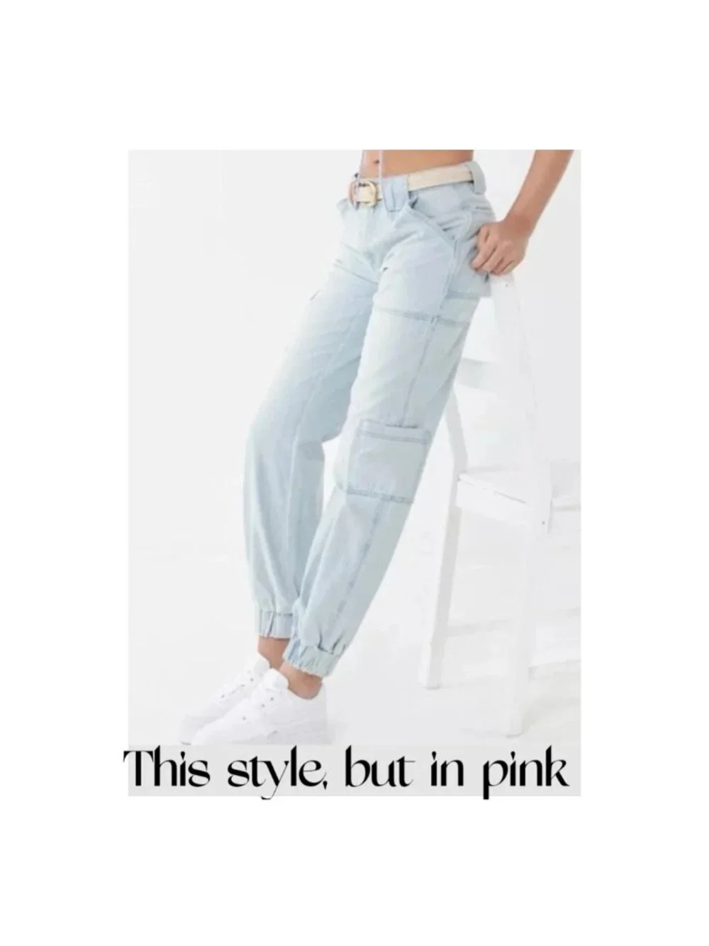 BDG Urban Outfitters Denim Utility Cargo Jogger Pants Womens 27 Pink Streetwear